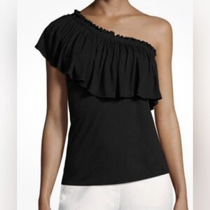 Rebecca Taylor Women's One Shoulder Ruffle Jersey Top Blouse Size XS NWT